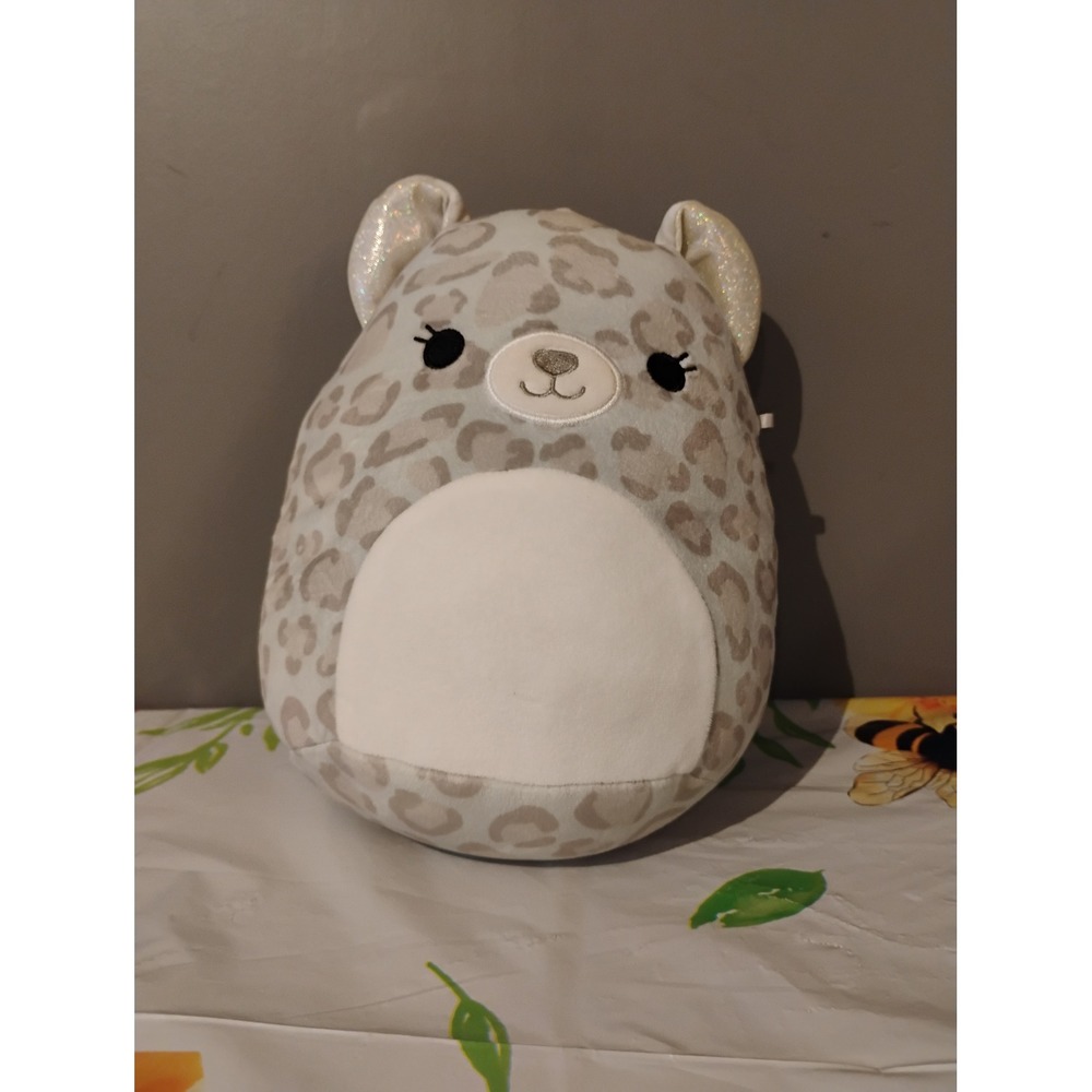 Squishmallows Grey Leopard Plush Shimmer Ears Snow Leopard Stuffed Animal